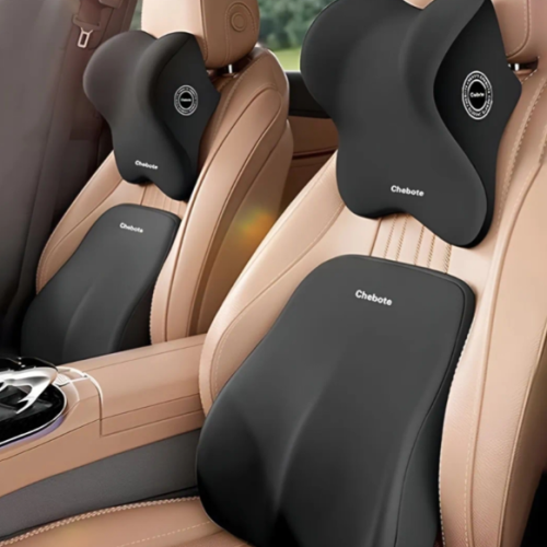 Luxury Memory Foam Car Waist and Neck Pillow – Stylish, Soft, and Perfect Support for Every Journey
